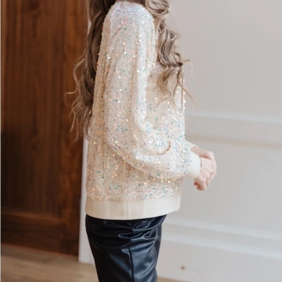 White Birch Glitter Bomb Bomber Jacket - Picture 8 of 10